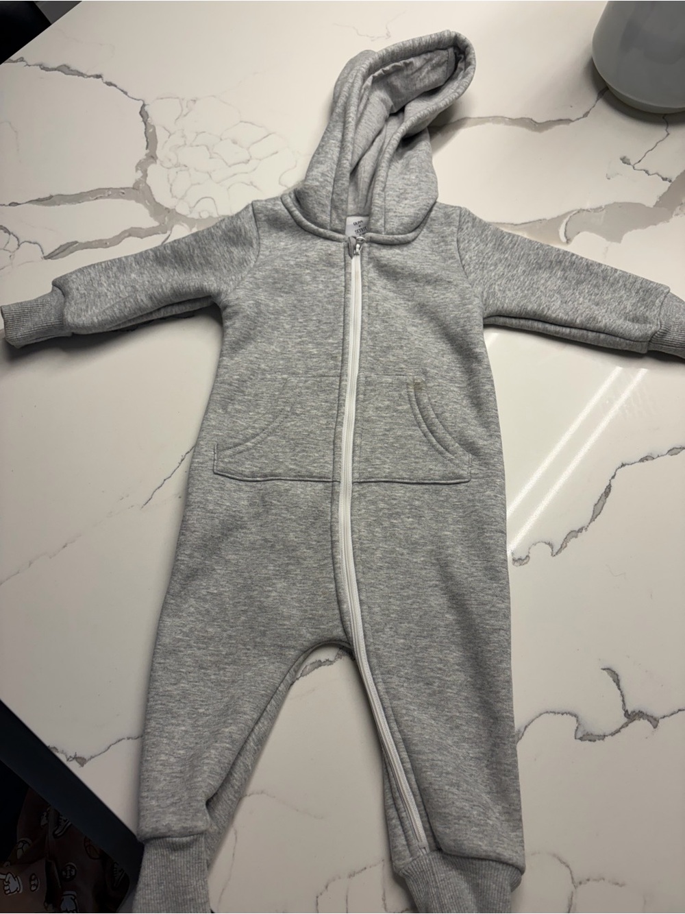 Olive and Scout Heather Gray Hooded One-Piece for Kids